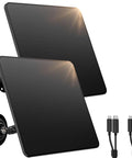 Dual Pack Six Watt Solar Charging Panels For Outdoor Security Cameras Built Like A Tank With Ip67 Weatherproof Housing and 360 Degree Swivel Mount.