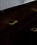 Thirty Pack Satin Gold Cabinet Handles And Heavy Duty Modern Drawer Pulls With Three Inch Hole Center For Kitchens And Dressers Premium Stainless Steel Sleek Matte Finish That Truly Hits Different Smooth Home Upgrade Essentials on dark wood cabinets.