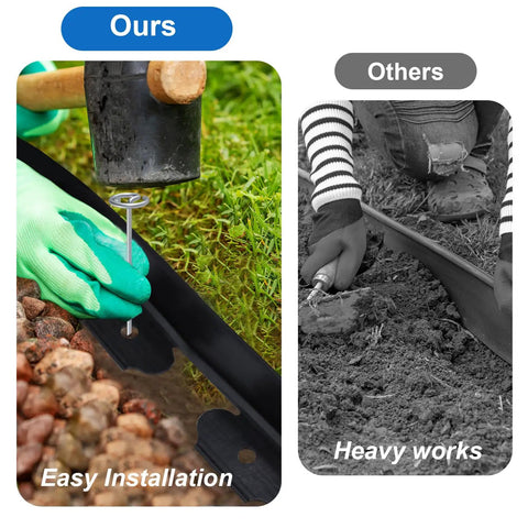 33 Ft Flexible Paver Edging Kit With 30 Rust-Resistant Stakes, 4 Inch Tall Lawn Border Easy Installation vs Heavy Work