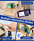 IoT Smart Home Hands-On Coding Kit for Arduino Fans with app control, sensors, and voice recognition on a wooden puzzle setup.