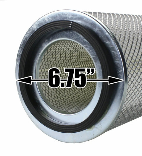Side view of Heavy Duty Dust Collector Filter For Sandblast Cabinets Model 110 And 260 Replacement showing 6.75" diameter