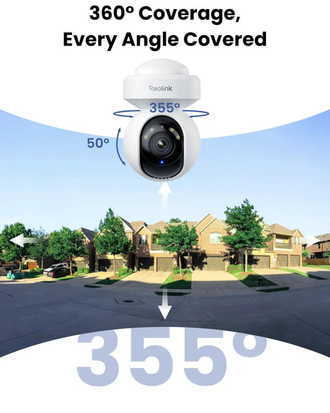 360° view of 4K Outdoor PTZ Security Camera With WiFi 6, Motion Tracking And Smart Detection, 3X Optical Zoom showing coverage