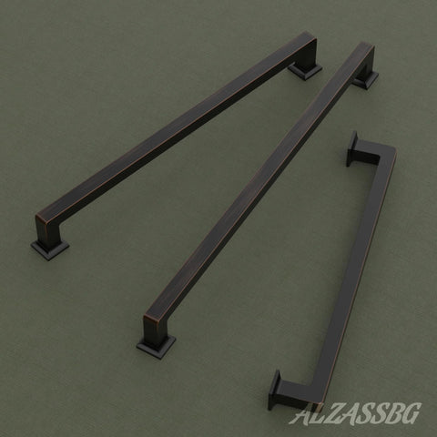 Oil Rubbed Bronze Cabinet Pulls 5 Inch 128mm Hole Centers Square Cabinet Handles Set Of 10 on display surface