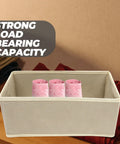 Totally Legit High Capacity Nonwoven Underwear And Sock Organizer Boxes with foldable beige drawer holding pink accessories.