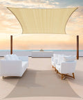 Beige 12 By 16 Feet Sun Shade Sail Rectangle Canopy With UPF50 UV Block Water Permeable Built To Last Heavy Duty Outdoor Awning
