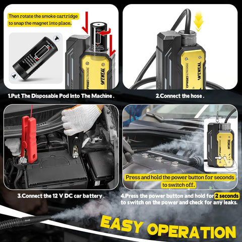 Portable Evap Smoke Leak Tester Featuring Swap Out Replaceable Pod Cartridge For Under The Hood Automotive Diagnostics That Makes Every Grease Monkey Garage Project Sing showing step-by-step operation instructions.