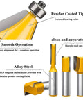 Close-up of 43 Piece Router Bit Set With Half Inch Shank For Panel And Cabinet Doors Woodworking Carbide Groove And Tongue Milling Tools