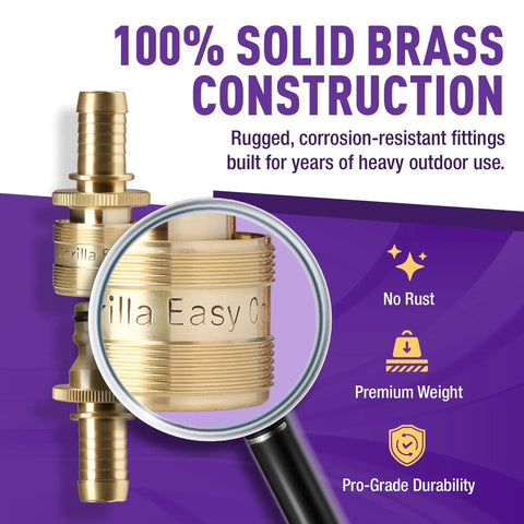 No Sweat Garden Hose Repair Kit Featuring Integrated Quick Connect Fittings For Real Smooth Water Hose Inline Splicing with brass construction.