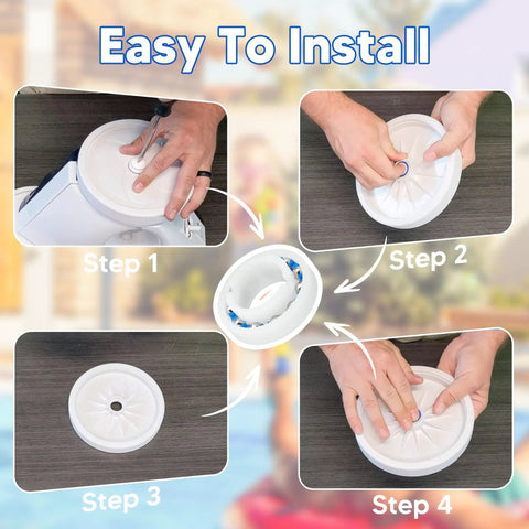Four-step installation process for Heavy Duty C60 Wheel Ball Bearings For Polaris Pool Cleaners 180 280 Quattro Sport.
