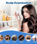 Woman using 10.2 Inch Skin And Hair Analyzer Pro Grade Gear With LCD Screen Digital Skin Detector for scalp analysis in salon setting.