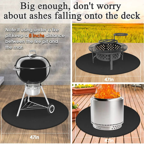 Round Fire Pit Mat 47In Fireproof Deck Protector For Under Fire Pits Bonfire Compatible 3 Layer Fiberglass Mat Features
