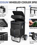 Large Collapsible Soft Sided Cooler On Wheels With A Big 7 Inch Wheel 84 Can Capacity Perfect For Beach Trips Camping Fishing And Road Trips 20 Plus Hour Ice Retention Leakproof And Anti Tipping Design