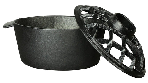 Cast Iron Lattice Steamer Fits Wood Stoves Boosts Room Humidity One Quart Capacity Durable Black Finish.