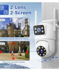 6MP Dual Lens WiFi NVR Security Camera Kit Shoots Hella Crisp 3K Video With Ultra Wide Angles And Smart Auto Tracking mounted on wall