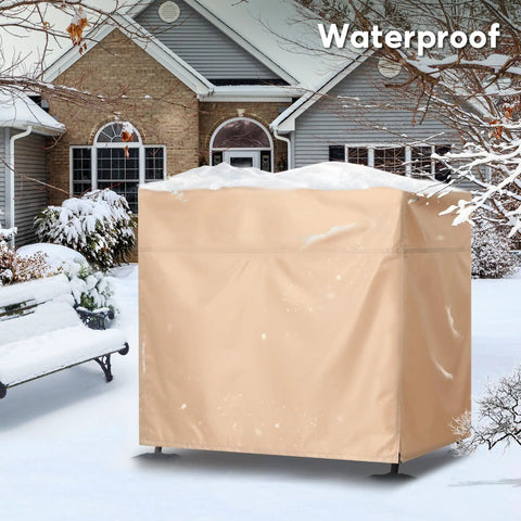 Beige Outdoor 3 Seater Hammock Swing Chair Cover for Patio Water Resistant all weather protection in snowy garden