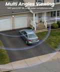 2K Wireless Outdoor Security Camera System With Solar Panel And Battery Power demonstrating multi-angle viewing on driveway