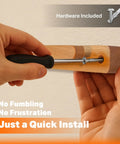 Person installing Premium Wooden Vertical Skateboard Wall Mount Rack And Heavy Duty Storage Hanger For Standard Decks with screwdriver.