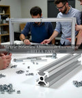 4 Pack 48 Inch V Slot Aluminum Extrusion Profile Heavy Duty Linear Rail Frame Silver Anodized European Standard Kit To Level Up Your Rig For 3D Printers And Cnc Builds Rock Solid Upgrade on workshop table with tools.