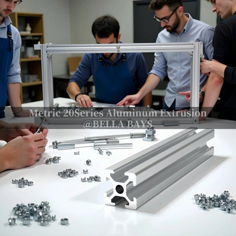 4 Pack 48 Inch V Slot Aluminum Extrusion Profile Heavy Duty Linear Rail Frame Silver Anodized European Standard Kit To Level Up Your Rig For 3D Printers And Cnc Builds Rock Solid Upgrade on workshop table with tools.