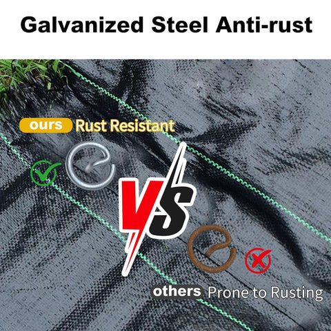 Comparison of rust resistance showing Heavy Duty Six Inch 8 Gauge Galvanized Landscape Staples For Lawn And Garden vs others.