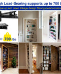 Badass Heavy Duty Hidden Door Hinge Built Different With Solid Alloy Steel Core supports up to 700 lbs in various bookshelf designs.