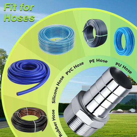 Heavy Duty Stainless Steel Hose Barb Fittings 1-1/2 Inch To 1-1/2 Inch NPT Male Threaded Connectors with hoses