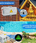 Heavy Duty Weatherproof Outdoor Electrical Box And Extension Cord Cover With Six Rugged Cable Ports supports hanging use by pool.