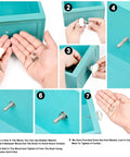 Step-by-step installation of Six Piece Cream Crackle Ceramic Cabinet Knobs Set For Drawers And Dressers on turquoise drawer.