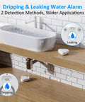 5 Pack Water Leak Detectors for Home With 4 Levels Audible Alarm 0 to 120 dB IP66 Water Sensor in kitchen near overflowing sink