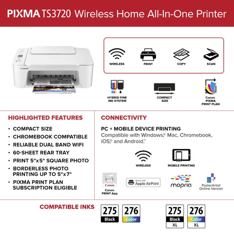 All In One Wireless Printer For Home Use With Easy Setup And Fast Print Speeds Print Copy Scan In One Compact White Unit With Connectivity Options