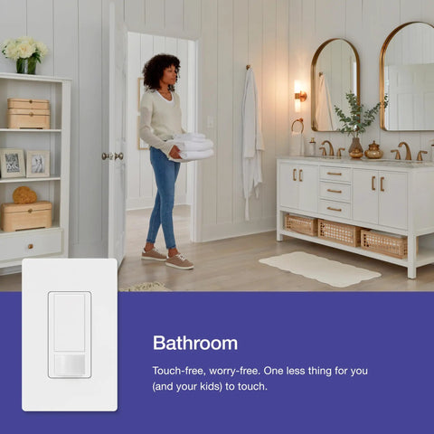 Motion Sensor Light Switch With Wall Plate For Bathrooms, Garages, And Laundry Rooms, Automatic On Off Lighting