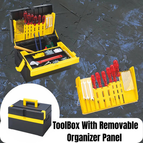 Compact Tool Organizer Box With Removable Tray For DIY Electrical And Craft Tools Heavy Duty Plastic Toolbox Portable