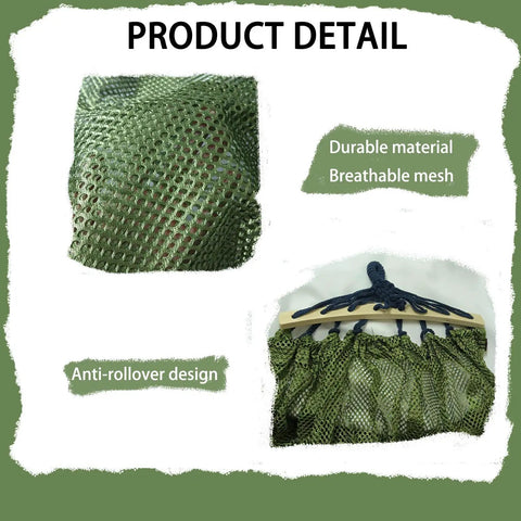 Close-up of Compact Ultralight Camping Hammock With Tree Straps And Storage Bag No Stand Needed For Outdoor Use, showing mesh and design.
