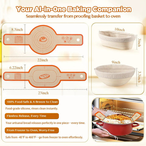 Sourdough Starter Kit With Banneton Proofing Baskets And Glass Starter Jar Pro Grade Bread Making Tools For Home Bakers infographic