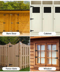 Badass 10 Inch Heavy Duty Gate Hinges 2 Pack Wrought Iron T Straps For Barn Doors And Sheds on various wood structures.