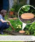 Woman installing Underground Worm Composting Bin 10 Inch For Outdoors Easy To Use For Beginners Inground Worm Composter