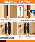 Installation guide showing Dead Simple Slick Hidden Door Hinges Heavy Duty Zinc Alloy Concealed Hinge Brackets steps.