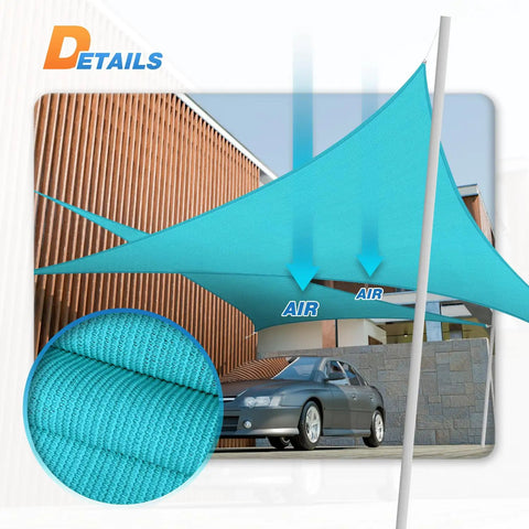 8x8x11 Ft Sun Shade Sail Triangle Canopy For Outdoor Patio Backyard Pergola Deck Carport UV Blocking Cloth Turquoise Green