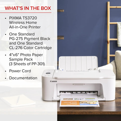 All In One Wireless Printer For Home Use With Easy Setup And Fast Print Speeds Print Copy Scan In One Compact White Unit Single Sided Printing Great For Documents And Photos Budget Friendly For Everyday Home Printing on wooden desk