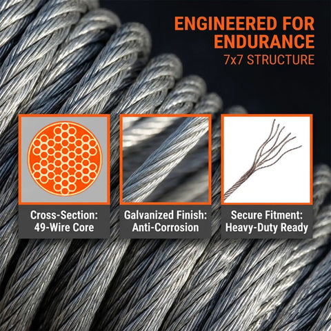 Heavy Duty Batting Cage Netting Tension Kit With 304 Stainless Steel Pulleys showcasing 7x7 structure and galvanized finish.