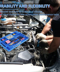 Blue Silicone Tool Tray For Auto Repairs Flexible Magnetic Tool Holder With Small Parts Tray in use on engine