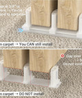 Sliding Closet Door Floor Guide With Riser Plate White Finish showing installation guidance on carpet with proper gap measurement