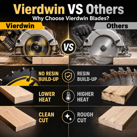 Heavy Hitter 6 1/2 Inch 40 Tooth Carbide Circular Saw Blade Featuring Rock Solid Anti Vibration Design And Non Stick Coating For Smooth Wood Plywood Mdf And Osb Cuts comparison between Vierdwin and others.