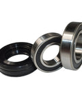 High Performance Bearing And Seal Kit For Maytag Washer Tub Repair, two steel bearings and one rubber seal visible.