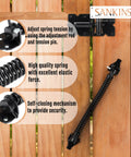 Heavy Duty 14 Inch Gate Spring Self Closing Adjustable Tension Black Powder Coated Rust Resistant Built Tough Outdoor Fence Hardware No Fuss Install Dual Lock System Heavy Gauge Steel showcasing installation details.