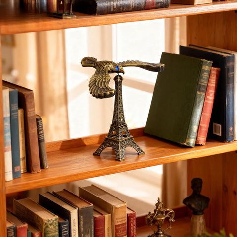 Hella Impressive Balancing Eagle Sculpture Desk Flex For Home Office Tabletop Shelf Decor Solid Wooden Base Centerpiece on bookshelf
