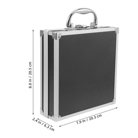 Premium Aluminum Tool Box Featuring Heavy Duty Build And Secure Snap Lock Cover For Van Life Adventures Job Site Projects Weekend Warrior Gear Compact Alloy Storage Case, side view with dimensions.