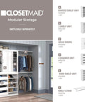 Versatile Modular Storage Shelf With Three Adjustable Shelves Stackable Closet Organizer featuring various storage units in a closet layout.