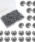 Removable Split Shot Weights For Fishing 1.8G 60Pcs Round Lead Sinker Set in box, slip on egg sinkers visible.