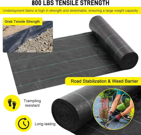 Tough As Nails Heavy Duty Landscape And Driveway Fabric 13x115 ft Weed Barrier Road Fabric for Erosion Control, 3.5 oz woven